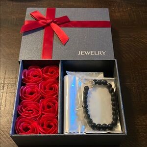 Elegant Black Beaded Bracelet with Gift Box
